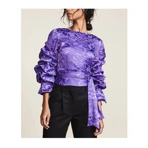 ALICE + OLIVIA Dominica Reversible Puff-Sleeve Wrap Blouse